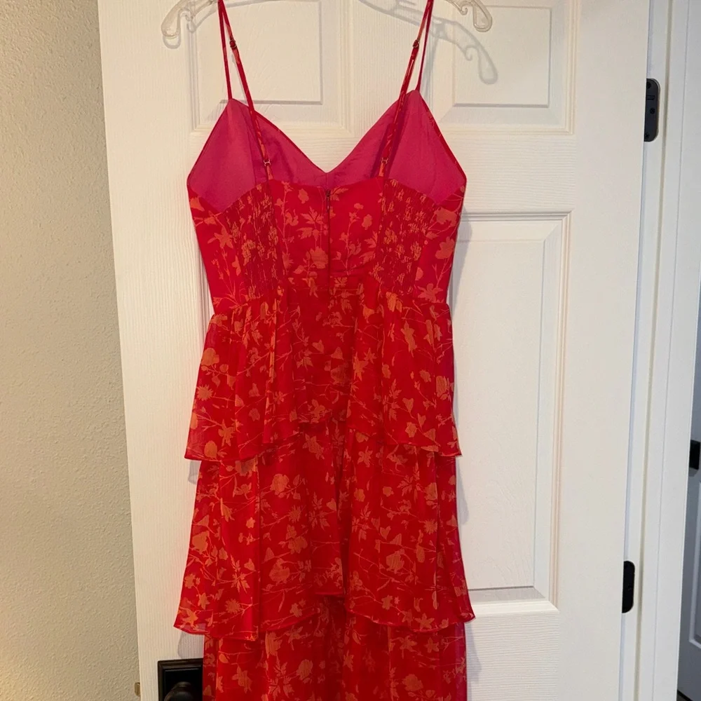 Amanda Uprichard Pink Floral Tiered Spaghetti-Strap Gown - Picture 11 of 14